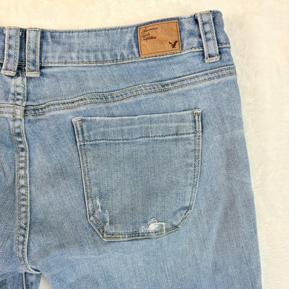 American Eagle Flare Jeans Women 8 Light Blue Excellent Low Rise Button Fly Y2K - Picture 11 of 14